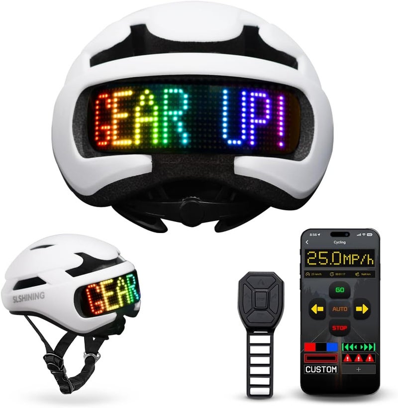 Docgari Bike Helmet with Light - Bike Helmet with DIY LED Screen for Scooter, Bicycle, Skateboard - LED Display Helmet with Customizable Patterns - Bicycle Helmet Light for Adult Men and Women - Image 1